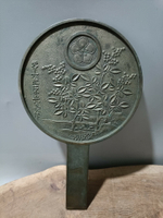 日本回流老銅器江戶時期頭模精工銅鏡，紋飾特別精美，圖8-9口