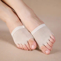 Soft Anti Cracking Moisture Sole Cloth Anti Dryness Practice Dance Heels Shoes Insole Women Socks Five-hole Foot Pad Open Toe