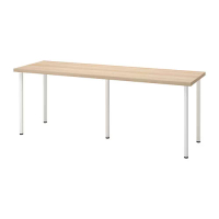 LAGKAPTEN/ADILS 書桌/工作桌, 染白橡木紋/白色, 200 x 60 公分