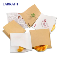 20Pcs 15x15cm Trigonometric Kraft Paper Bag Donuts Sandwich For Bakery Bread Food Packaging White Brown Customized