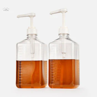 1PC 1600ml Liquid Dispenser with Scale Coffee Syrup Bee Drip Bottle with Hydraulic Pump Nozzle Head Kitchen Honey Jar Container