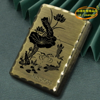 【優選】zorro佐羅荷花鯉魚煤油打火機精雕三面龍銅快手