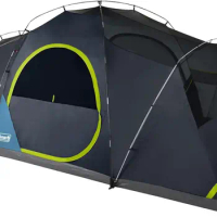 Coleman Skydome Camping Tent with Dark Room Technology, 4/6/8/10 Person Family Tent Sets Up in 5 Minutes and Blocks