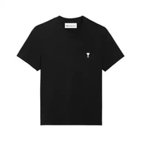 AMI Paris Black De Coeur Cotton T-Shirt Black / White Cream L Black