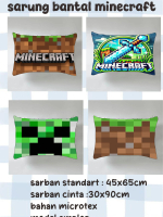 Sarung Bantal Anak Custom Gambar Minecraft Viral Model Standart 45x65cm & Cinta 30x90cm Bahan Microt