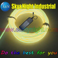 Hight Quality Yellow-5M Flexible Neon Light EL Wire Rope Tube with Controller +Free Shipping