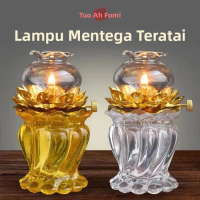 Glass Small Oil Lamp Temple Buddhist Hall Lamp Water Fire Goods Kerosene Lamp Wedding Celebration Sm