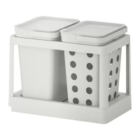 HÅLLBAR 分類垃圾桶組合, 外拉式 通風式/淺灰色