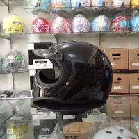 HELM JS CAKIL SOLID ORIGINAL - Helm Cakil Bogo Retro - All Size - Terbaru Black Gloss
