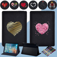 Tablet ipad Cases for Apple iPad 5th 6th/Air 1 2/Pro 9.7 inch 2015 Flip Funda Love Pattern Shockproof Stand Cover + Stylus