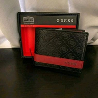 Guess Genuine Leather Bifold wallet Black Red