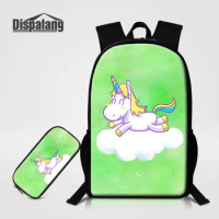 New 3D Unicorn School Bag 2 PCS Backpack With Pencil Case For Children Schoolbag Girl Cute 16 Inch Bookbag Gift For Students