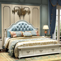 American Wood Double Bed Modern Luxury Loft Princess Bed Headboards Queen Cama Matrimonial Bedroom Furniture