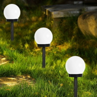 【免運】開發票 美雅閣| 太陽能草地燈 圓形球白色LED草坪燈庭院花園公園戶外太陽能草地燈