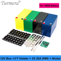 Turmera 12V 7Ah to 25Ah Battery Storage Box 3X7 18650 Holder 3S 20A BMS with Welding Nickel for Motorcycle Replace Lead-Acid Use