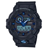 G-SHOCK 潮流雙顯男錶 樹脂錶帶 黑X藍 防水200米 世界時間 GA-710B-1A2