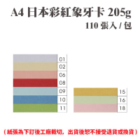 A4 日本彩紅象牙卡 205磅 (110張) /包 ( 此為訂製品，出貨後無法退換貨 )