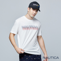 Nautica 男裝 品牌LOGO漸變文字造型短袖T恤-白色