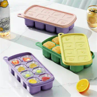 Ice Box Ice Cube Mould with Lid Food Grade Silicone Ice Compartment Easy Release Ice Cube Mould 8 Compartments Ice Cube Moulds