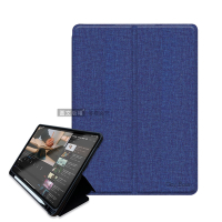 CITY文青風 iPad Pro 11吋 2021/2020/2018版通用 多角度帶筆槽全包覆皮套 保護套(深藍)