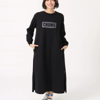 【CHUMS】CHUMS 休閒 女 Heavy Weight CHUMS Logo L/S Dress長袖洋裝 黑色(CH181274K001)