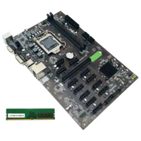 B250 BTC Mining Motherboard with DDR4 8G 2666Mhz RAM LGA 1151 DDR4 12X Graphics Card Slot SATA3.0 USB3.0 for BTC Miner