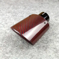 1 Piece Oval Single For Akrapovic Exhaust Pipe Red Carbon Fiber + 304 Stainless Steel Tailpipe Car Accessories Rear Muffler Tip