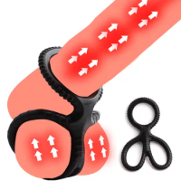 Penis Ring Delay Ejaculation Dual Lock Ring Long Lasting Firmer Soft Silicone Sex Toys for Men Erection Cock Ring