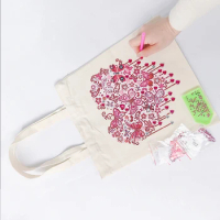 5D DIY Diamond Painted Handbag L Environmental Shopping Storage Bag Cross Stitch Grocery Handbag Home Craft Organizer