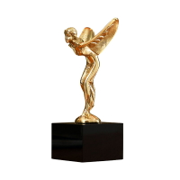 純銅擺件勞斯萊斯車標飛天女神雕塑全銅工藝品簡美家居擺設工藝品