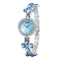 Kimio Brand Love Heart Crystal Strap Clover Bracelet Watch Inlay Rhinestone Waterproof Quartz Dress Watches Fashion Clock Reloj