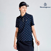 【Munsingwear】企鵝牌 女款藏青色高機能抗UV獨特印花短袖POLO衫 MLTJ2A03