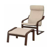 POÄNG 扶手椅及腳凳, 棕色/hillared 米色