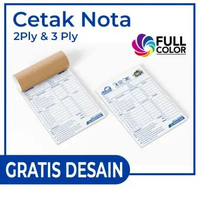 Cetak Nota Custom 2 ply satuan Ukuran 1/4 standar isi 100 Set, 150 Set 1/2 Folio jasa design