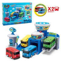 Korean Cartoon Toy Bus Set Parking Lot Assembled Garage City Bus Station Headquarters Model with 2 Mini Tayo Car Kids Gift