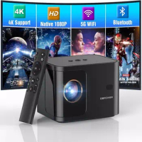 5G WiFi Mini Bluetooth Projector 4K Support, 300 ANSI HD 1080P Portable Video Projector, ±40° Vertical Keystone|Zoom|Time