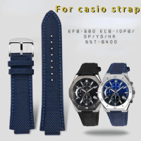 For Casio G-SHOCK Heart of Steel Male strap EFB-680 ECB-10PB/DP/YD/HR GST-B400 EDIFIC 24 x14mm nylon Genuine leather Watch Band