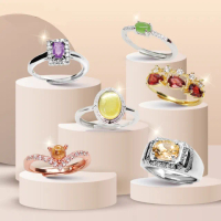 【Naluxe】時尚輕珠寶l寶石設計款活動圍戒指(紫水晶、鈦晶、橄欖石、石榴石、和闐玉、琥珀蜜蠟)