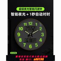 【台灣公司 可開發票】TIMESS自動對時夜光閃波電波鐘客廳家用鐘表掛墻掛鐘靜音時鐘掛式