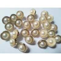 Kancing jamur mutiara grigi gold 13mm & 15mm isi 12pcs