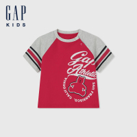 【GAP】男幼童裝 Logo純棉小熊印花圓領短袖T恤-紅色(465349)