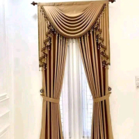 Gorden mewah satuset poni gelombang jendela pintu minimalis Blackout import  tebal Tirai Curtain Pol