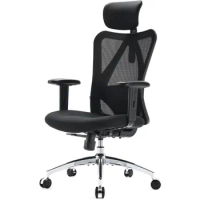 Ergonomic Office Chair, Adjustable Headrest with 2D Armrest Lumbar Support and PU Wheels Swivel Tilt Function Black