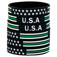 300pcs Motivational American USA Flag Green Line Silicone Bracelets Rubber Wristbands Free Shipping by DHL