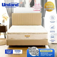 Uniland Springbed Scania Pillowtop - Kasur Spring Bed Full Set 200 x 200 Beige