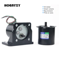 High Torque 60W 220V AC Permanent Magnet Synchronous Motor 80KTYZ CW/CCW Metal Geared Slow Speed Motor 5 To 50RPM