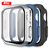 3Pcs HD Tempered Glass Case For Apple Watch 7 6 5 4 SE Cover With Glass For iwatch 45mm 41mm 44mm 40mm 42mm Cover Double Layer