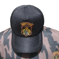 TOPI ped hitam bahan jaring logo bordiran kbppp