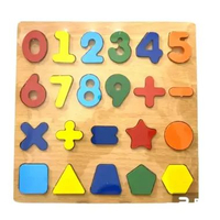 Mainan Anak Puzzle Kayu Angka Huruf Motif Bergambar Angka Polos