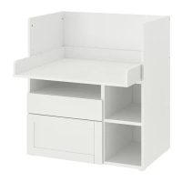 SMÅSTAD 書桌/工作桌, 白色 附框/附2個抽屜, 90x79x100 公分